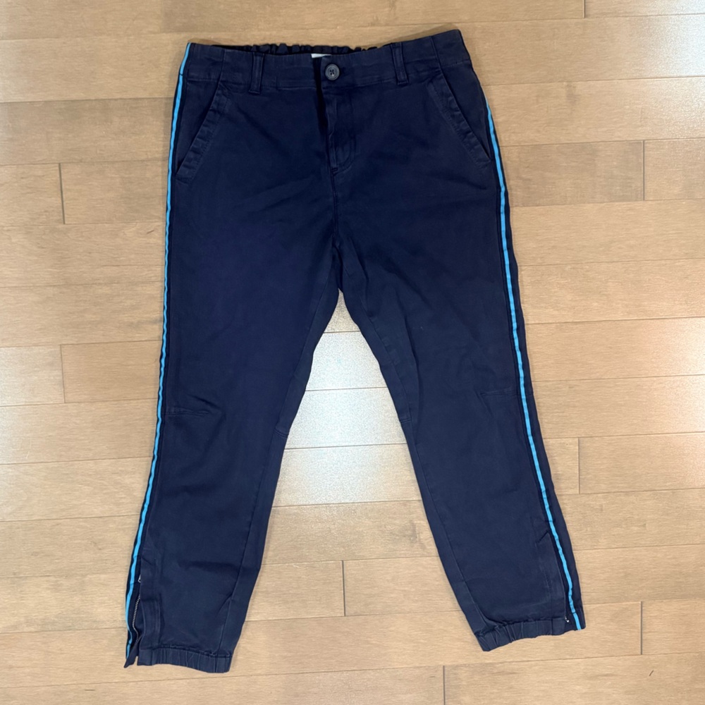 Ecru Navy Blue Jogger Pants with Side Stripes - Size M